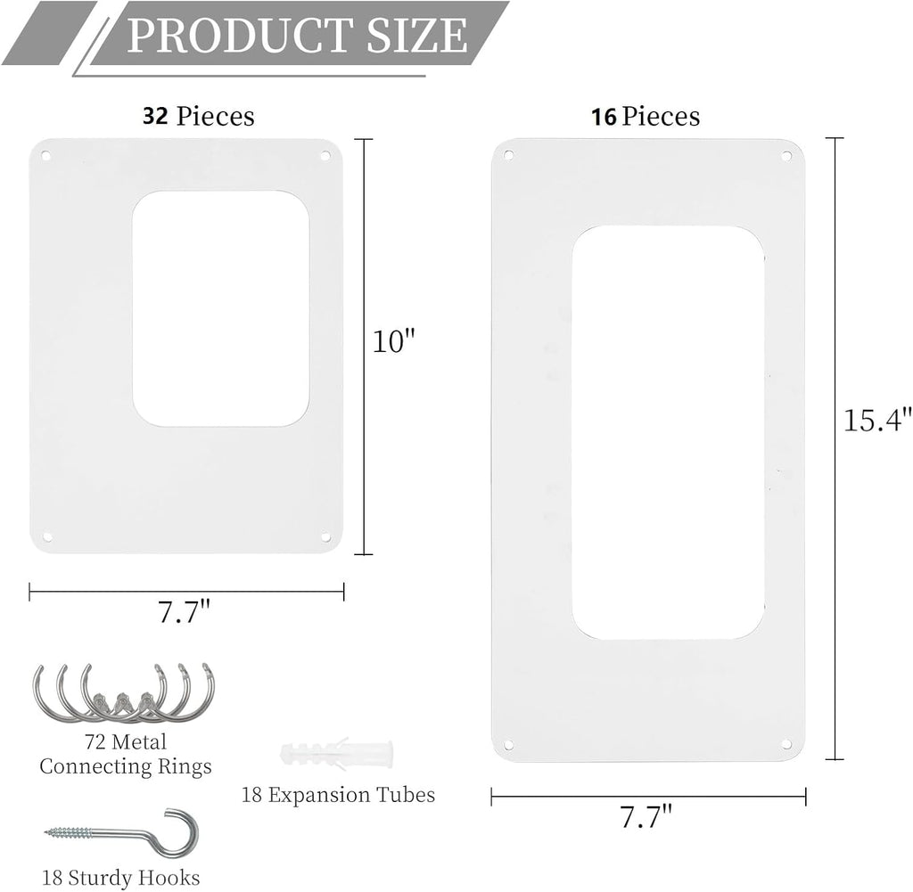 ANMINY 48 PCS Hanging Room Divider Decorative Thick Wall Privacy Screen Panels Set Modern Geometric Pattern Hollow Out Design for Bedroom Living Dining Room Kitchen Office Restaurant Decor - White