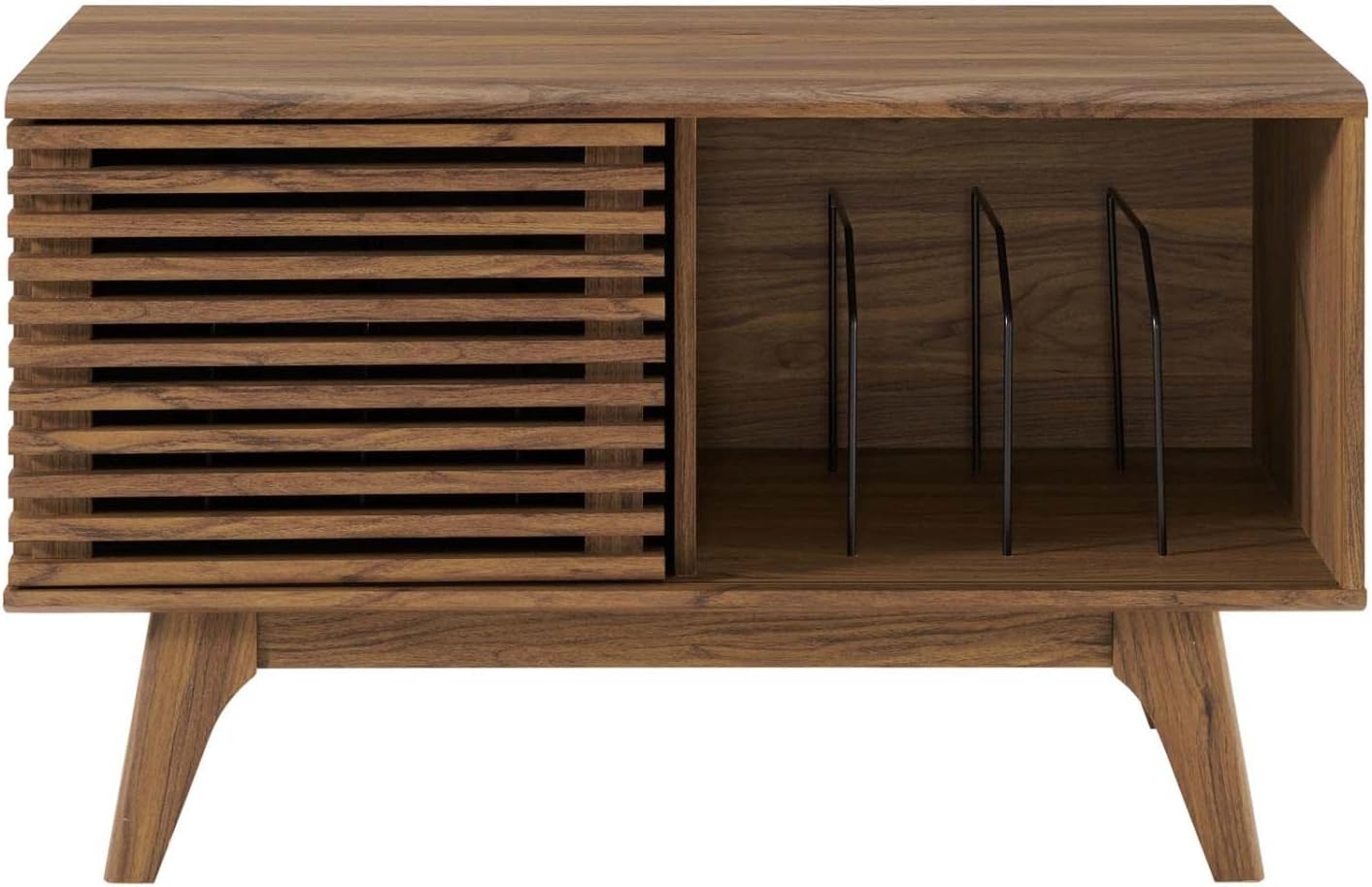 Modway Render Mid-Century Modern 37" Vinyl Record Display Stand in Walnut, 37 Inch