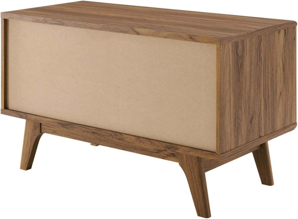 Modway Render Mid-Century Modern 37" Vinyl Record Display Stand in Walnut, 37 Inch