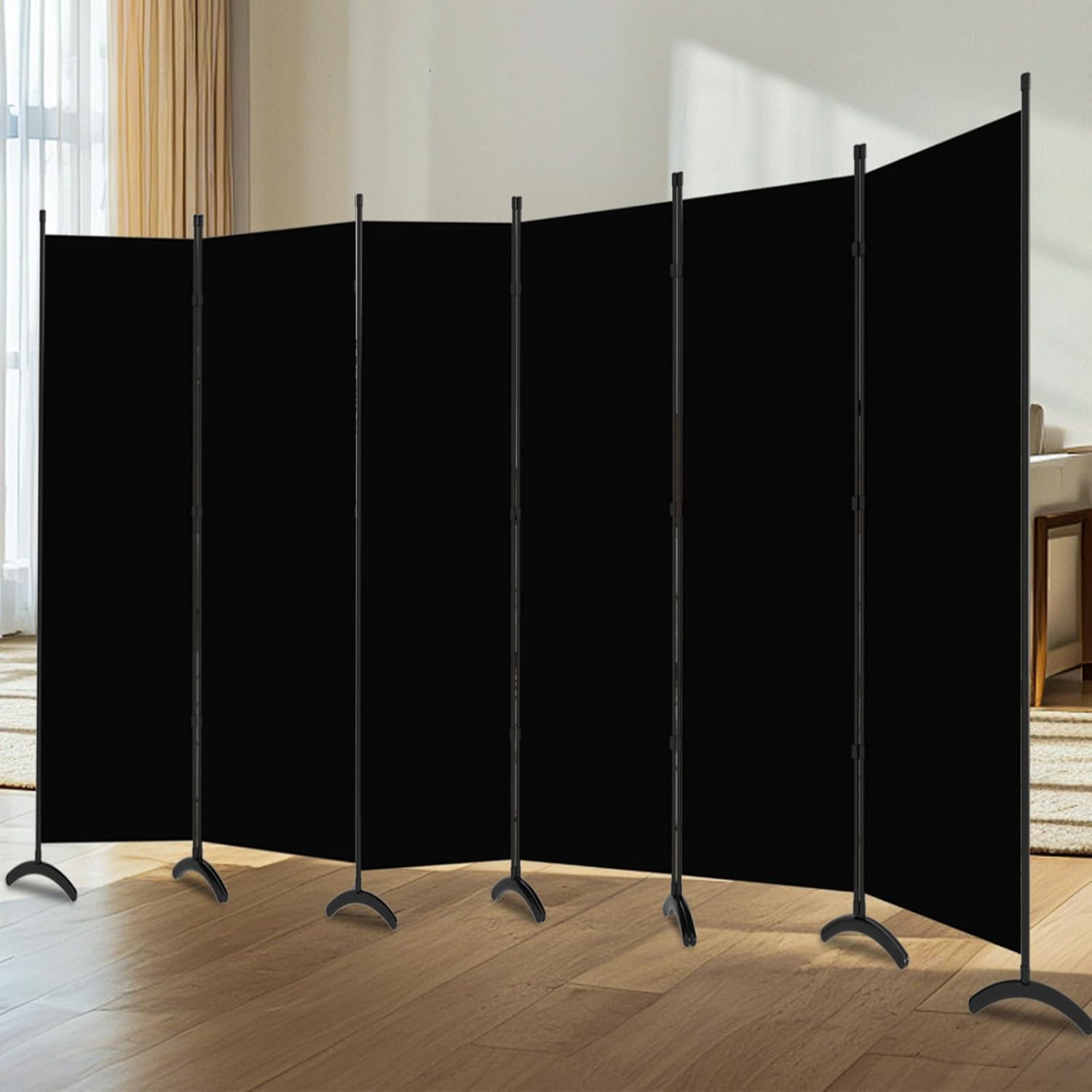 Room Divider-6 Panels Black Folding Privacy Screens, 6 ft Partition Room Dividers Wall for Separation, Home, Office, Classroom, Studio