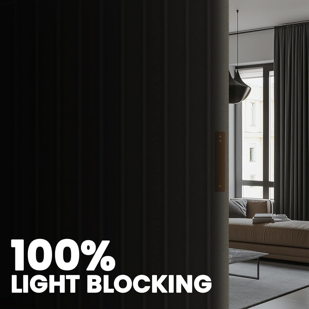 AJAZZ 100% Blackout Room Divider Curtains Screen Partitions, Blackout Sound Reducing Divider Room Panel for Doorway Glass Window Sliding Door Patio(Cream White, W100 x L84, 1 Pack)