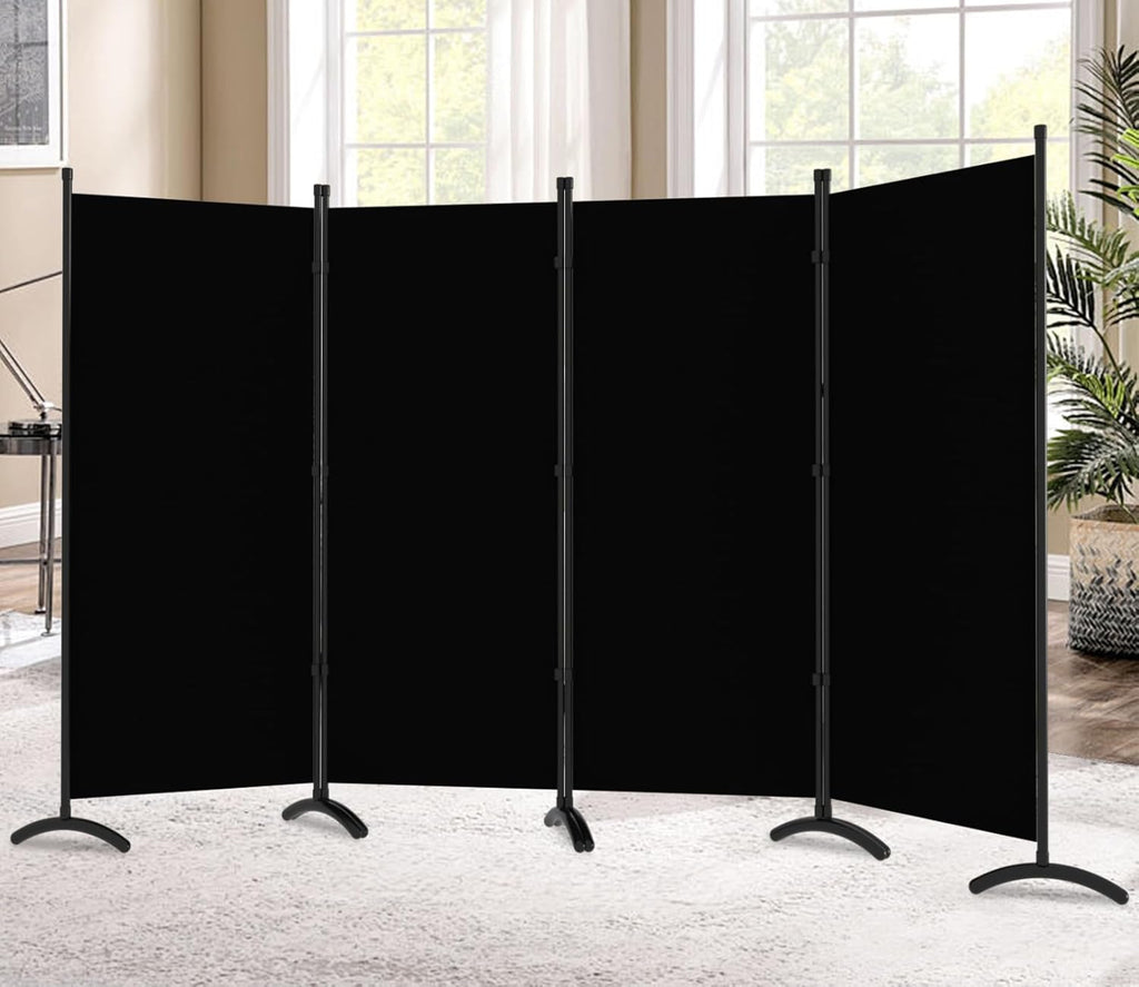 Room Divider-6 Panels Black Folding Privacy Screens, 6 ft Partition Room Dividers Wall for Separation, Home, Office, Classroom, Studio