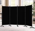 Room Divider-6 Panels Black Folding Privacy Screens, 6 ft Partition Room Dividers Wall for Separation, Home, Office, Classroom, Studio