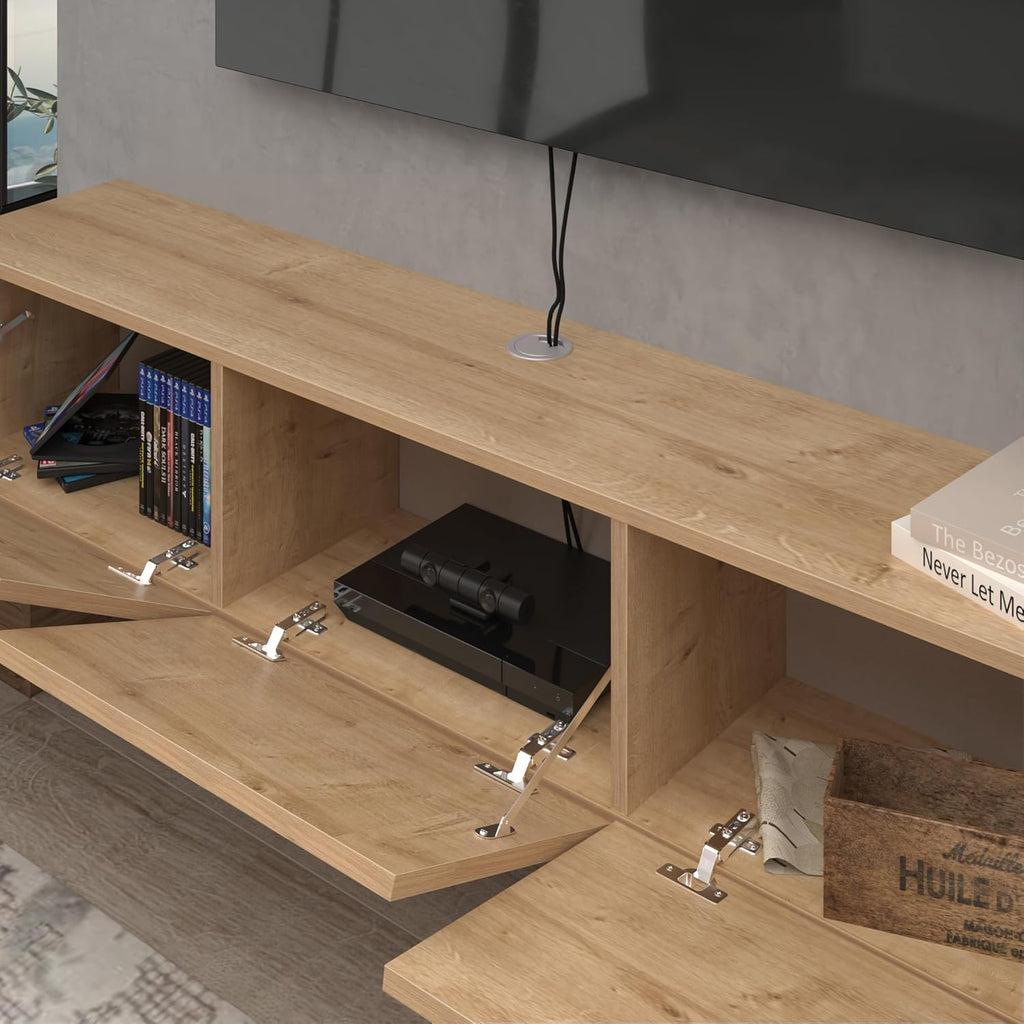 Atelier Mobili TV Stands for Living Room, TV Stand up to 75 inch TV, Floating TV Stand Wall Mounted, Floating Entertainment Center, Floating Shelf for Under TV, Oak Entertainment Center