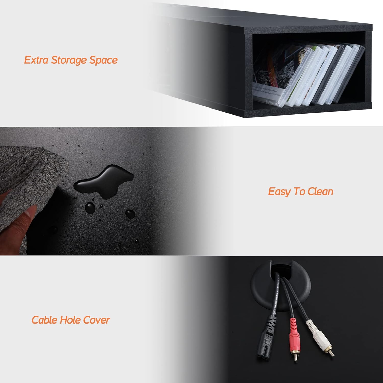 WAMPAT 70 inch Floating TV Shelf for TVs Up to 75 inch, Floating TV Stand with Storage Under TV for Living Room, Entertainment Center for Wall, Black