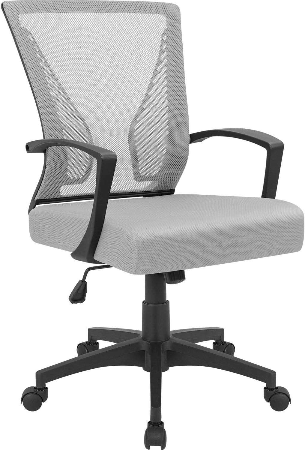 Furmax Office Chair Ergonomic Computer Desk Mesh Chair Mid Back Swivel Lumbar Support with Armrest (1, Black)