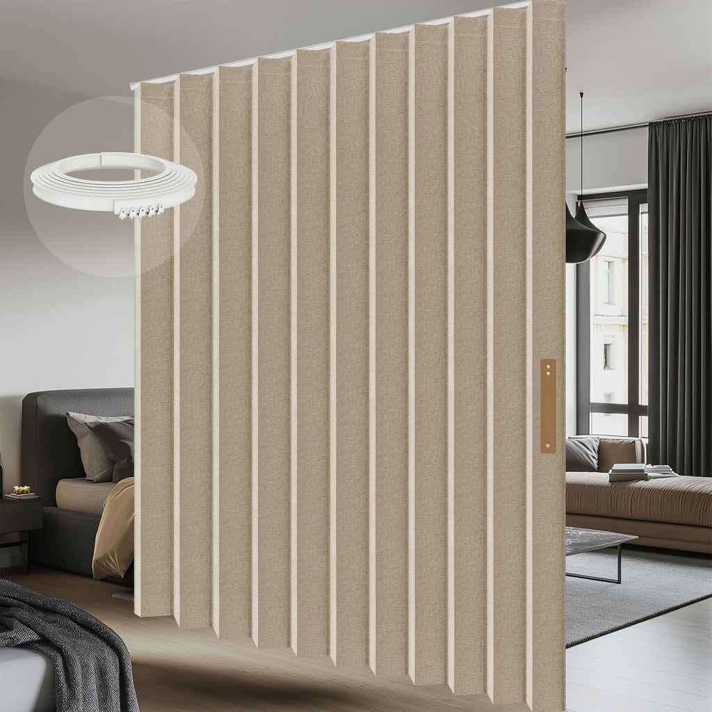 AJAZZ 100% Blackout Room Divider Curtains Screen Partitions, Blackout Sound Reducing Divider Room Panel for Doorway Glass Window Sliding Door Patio(Cream White, W100 x L84, 1 Pack)