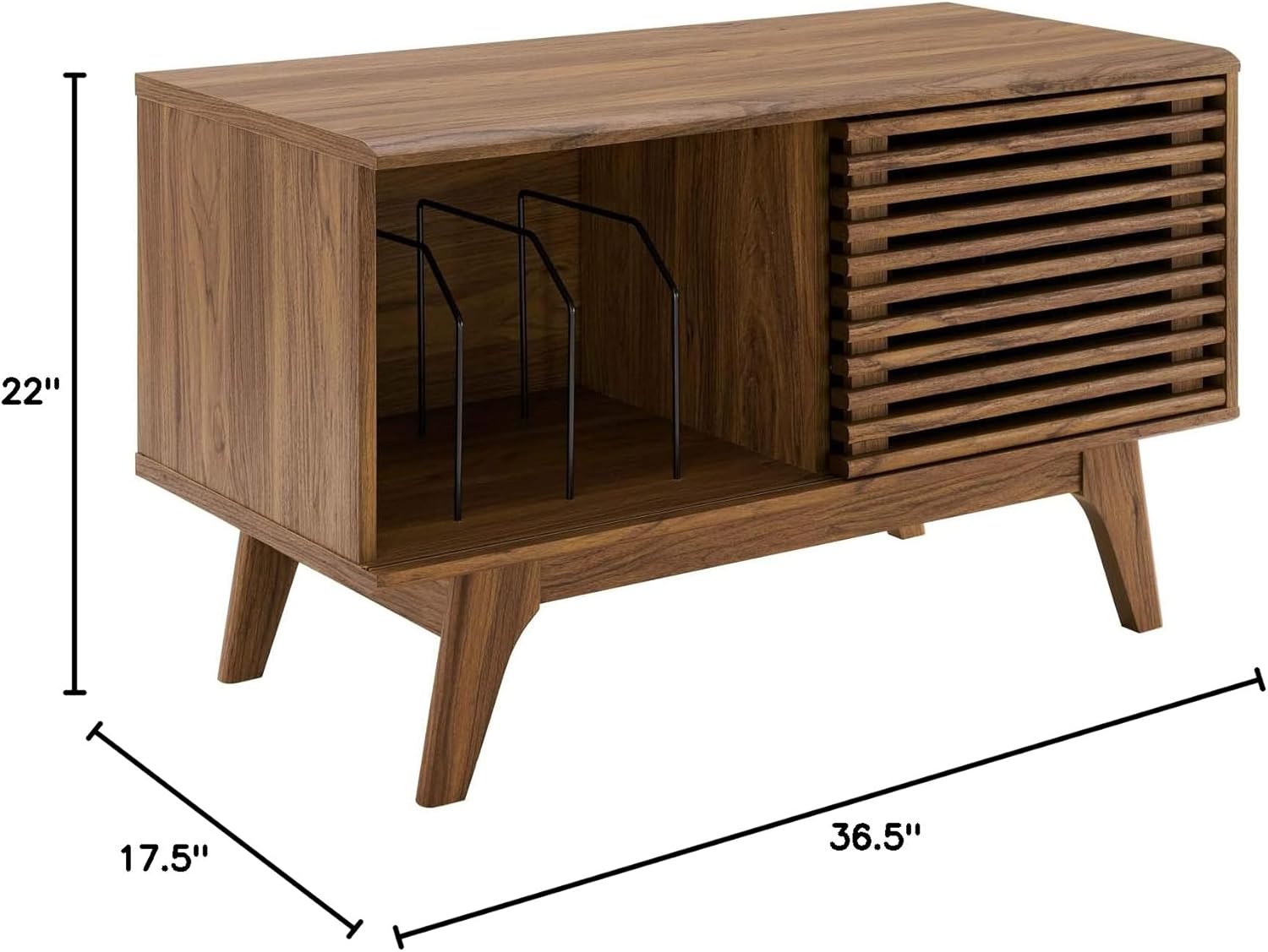 Modway Render Mid-Century Modern 37" Vinyl Record Display Stand in Walnut, 37 Inch