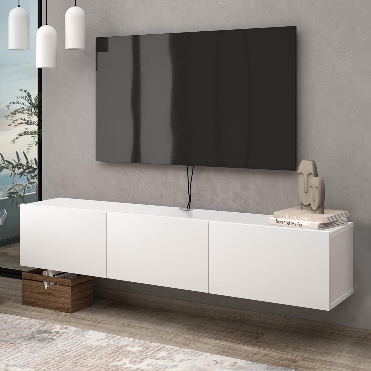 Atelier Mobili TV Stands for Living Room, TV Stand up to 75 inch TV, Floating TV Stand Wall Mounted, Floating Entertainment Center, Floating Shelf for Under TV, Oak Entertainment Center