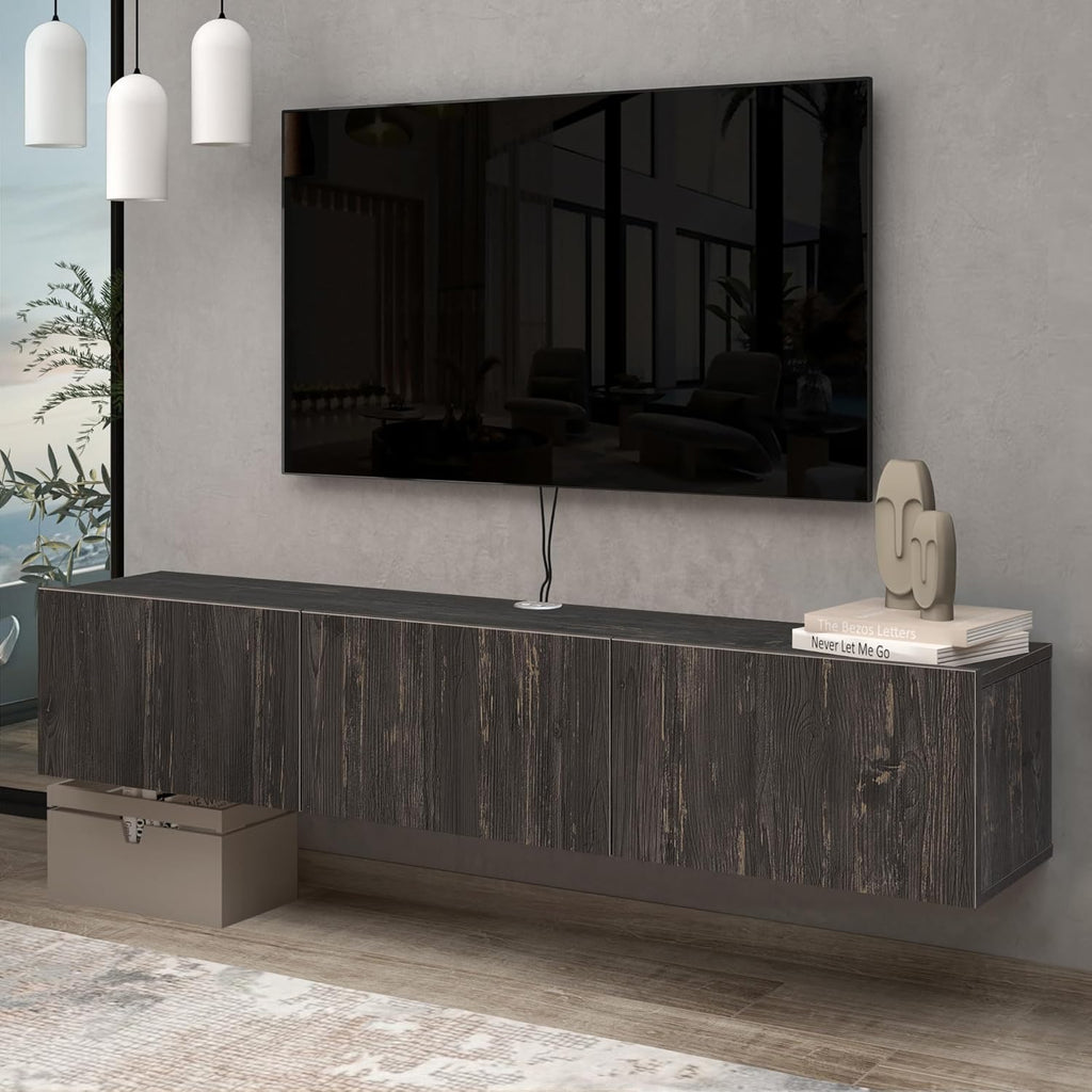 Atelier Mobili TV Stands for Living Room, TV Stand up to 75 inch TV, Floating TV Stand Wall Mounted, Floating Entertainment Center, Floating Shelf for Under TV, Oak Entertainment Center