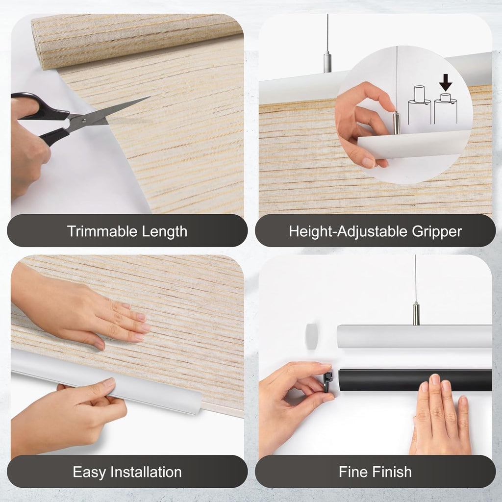 DECOLAB Hanging Room Panel, Privacy Sheer Separator Divider for Shared Room, Entryway, Workspace, Trimmable Length, Natural Woven, 36”W x 96”L, Set of 2, Azurite