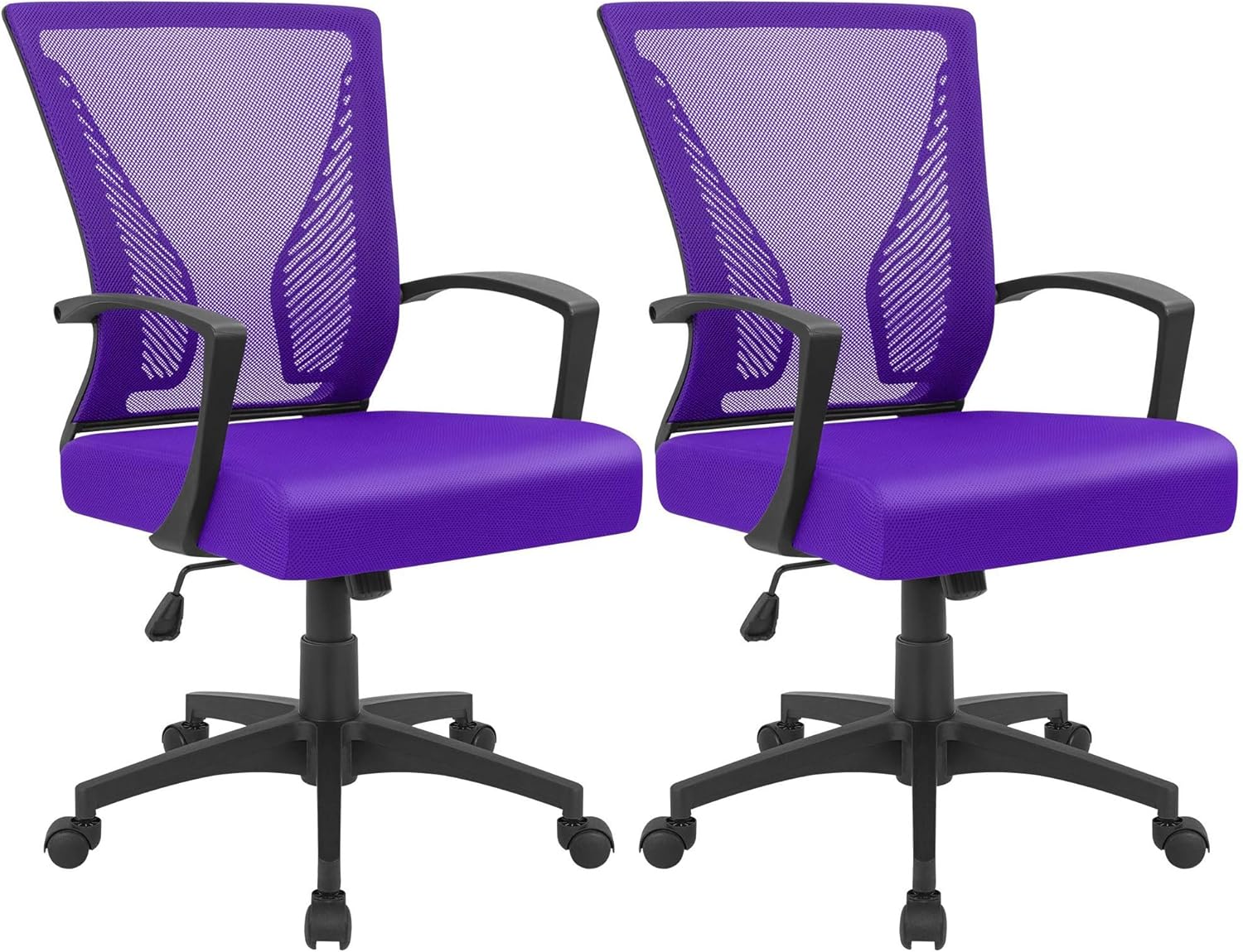 Furmax Office Chair Ergonomic Computer Desk Mesh Chair Mid Back Swivel Lumbar Support with Armrest (1, Black)