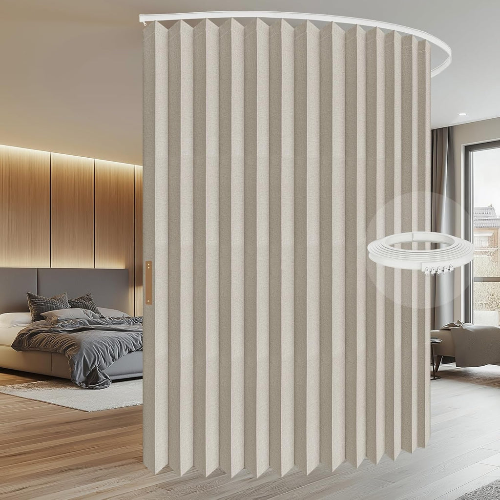 AJAZZ 100% Blackout Room Divider Curtains Screen Partitions, Blackout Sound Reducing Divider Room Panel for Doorway Glass Window Sliding Door Patio(Cream White, W100 x L84, 1 Pack)