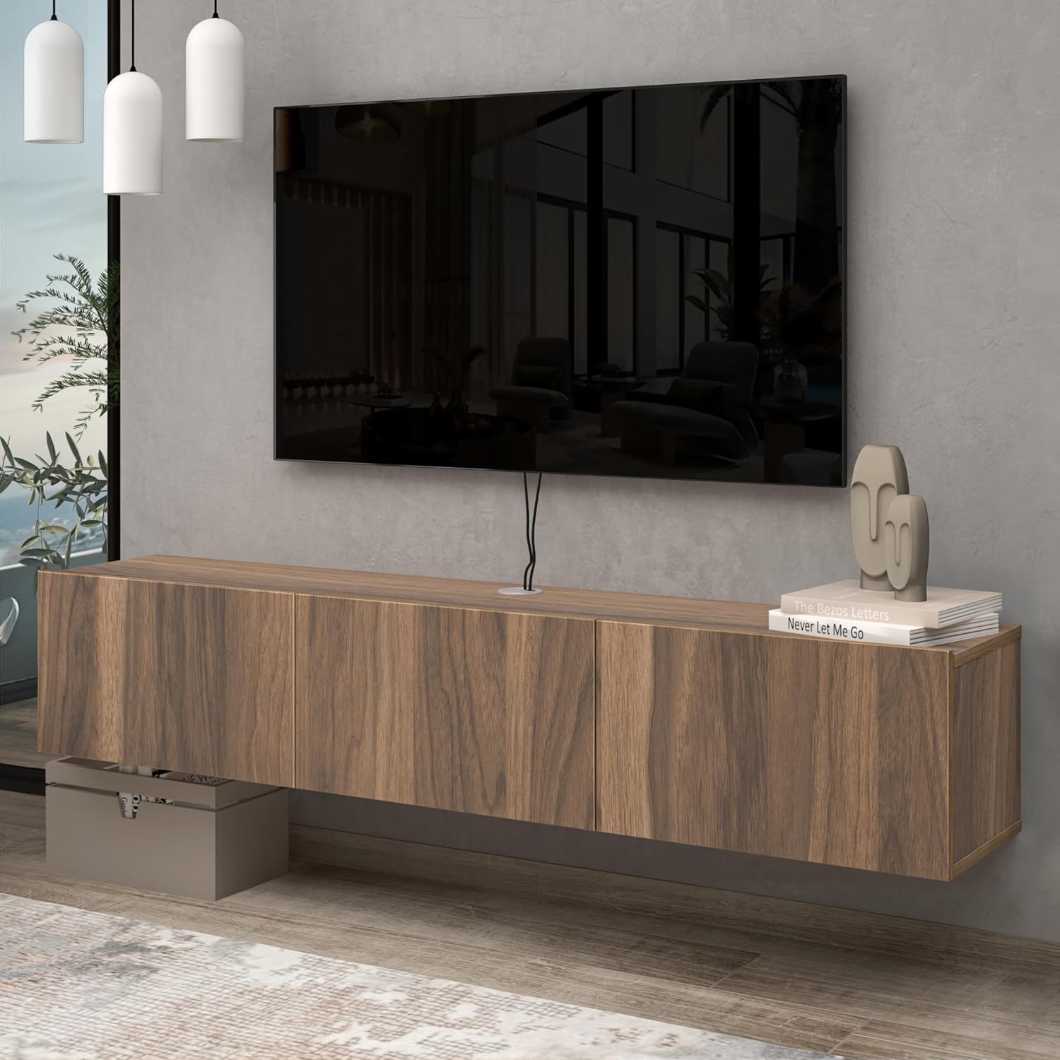 Atelier Mobili TV Stands for Living Room, TV Stand up to 75 inch TV, Floating TV Stand Wall Mounted, Floating Entertainment Center, Floating Shelf for Under TV, Oak Entertainment Center