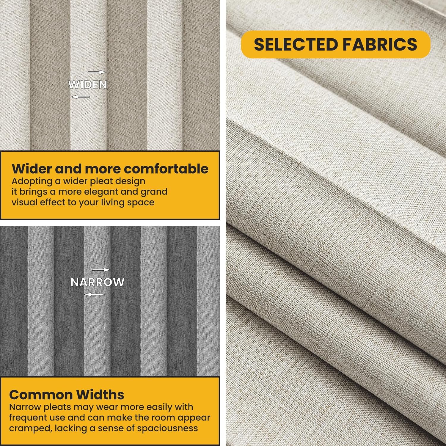 AJAZZ 100% Blackout Room Divider Curtains Screen Partitions, Blackout Sound Reducing Divider Room Panel for Doorway Glass Window Sliding Door Patio(Cream White, W100 x L84, 1 Pack)