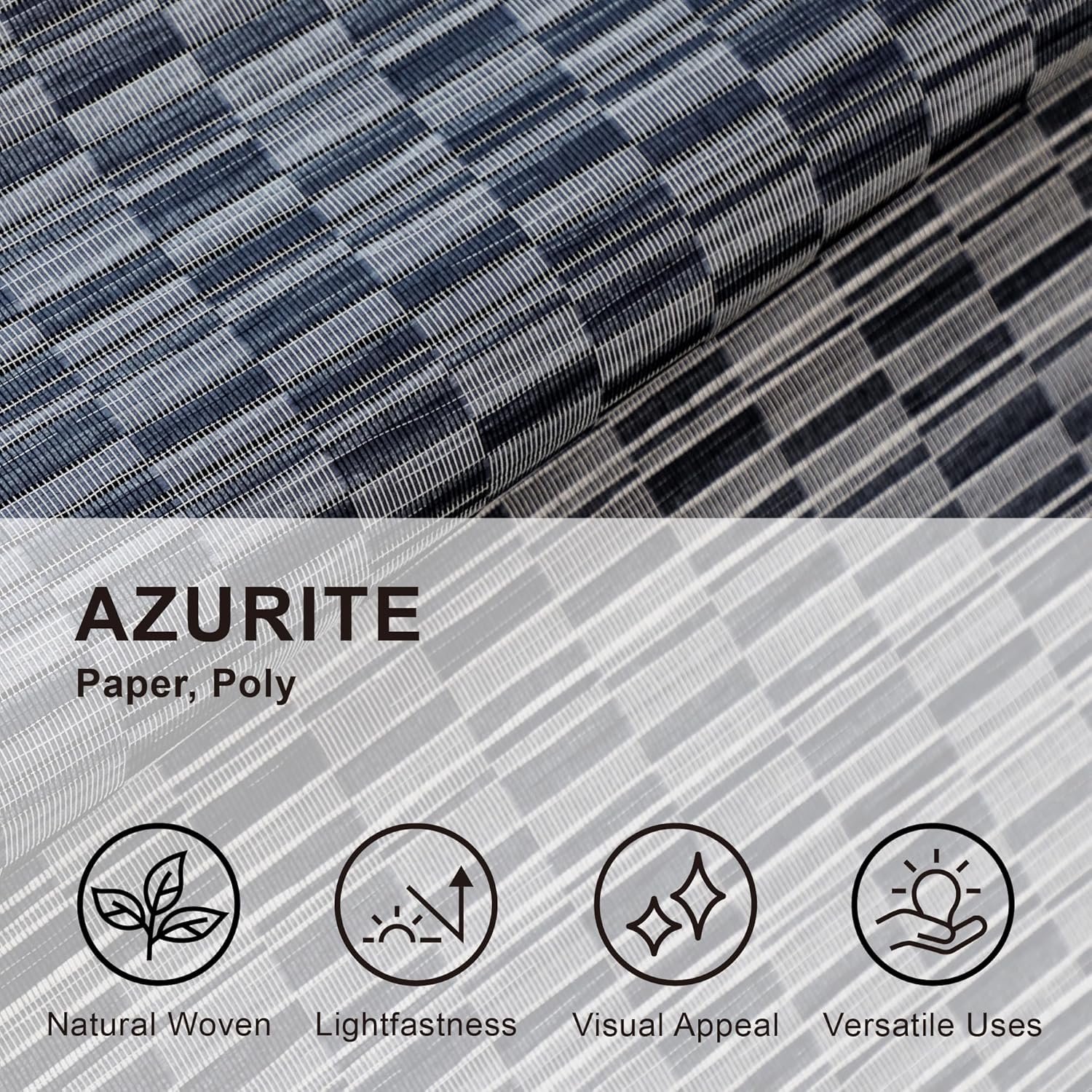 DECOLAB Hanging Room Panel, Privacy Sheer Separator Divider for Shared Room, Entryway, Workspace, Trimmable Length, Natural Woven, 36”W x 96”L, Set of 2, Azurite