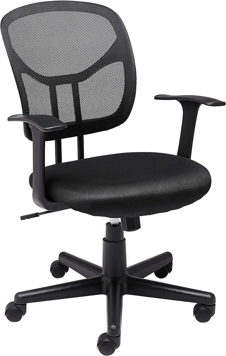 Amazon Basics Mesh Mid-Back Adjustable-Height 360-Degree Swivel Office Desk Chair with Armrests, Lumbar Support and Easy to Assemble, Black